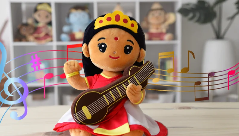 Saraswati Devi (Medium 11") Mantra Singing Plush Toy