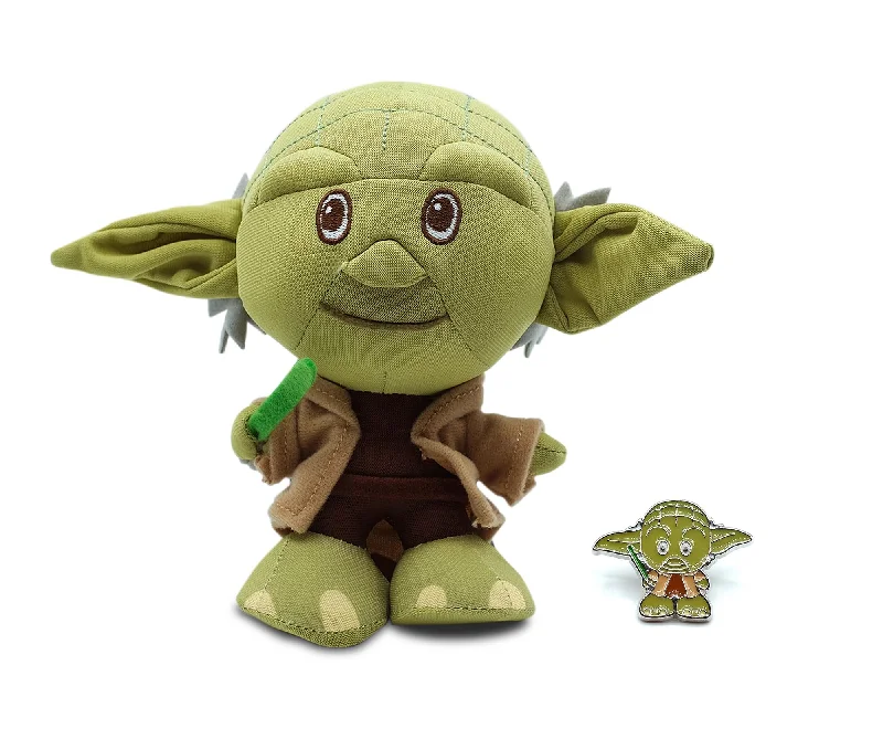 Star Wars Yoda Stylized Plush Character And Enamel Pin | Measures 7 Inches Tall