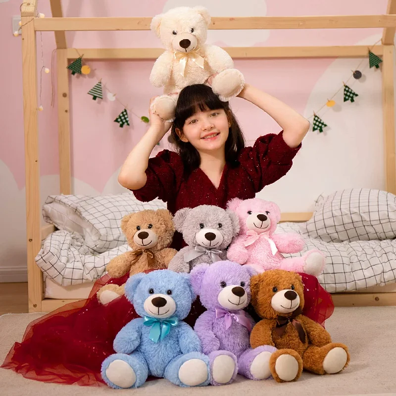 7-Piece Teddy Bear Stuffed Toys, Seven Colors, 13.8 Inches