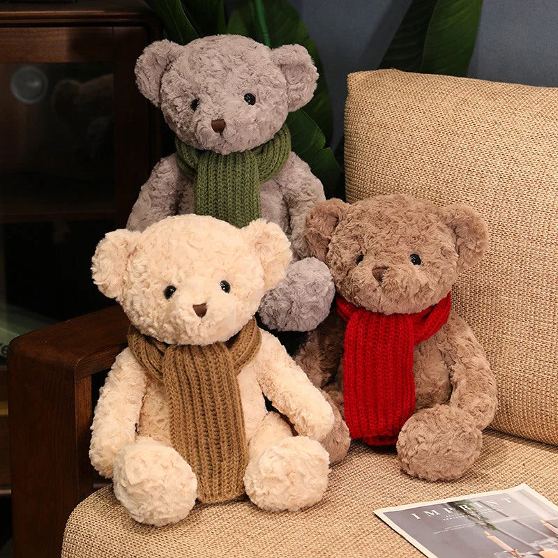 Cute Knitted Wool Scarf Christmas Teddy Bears - Aixini Toys