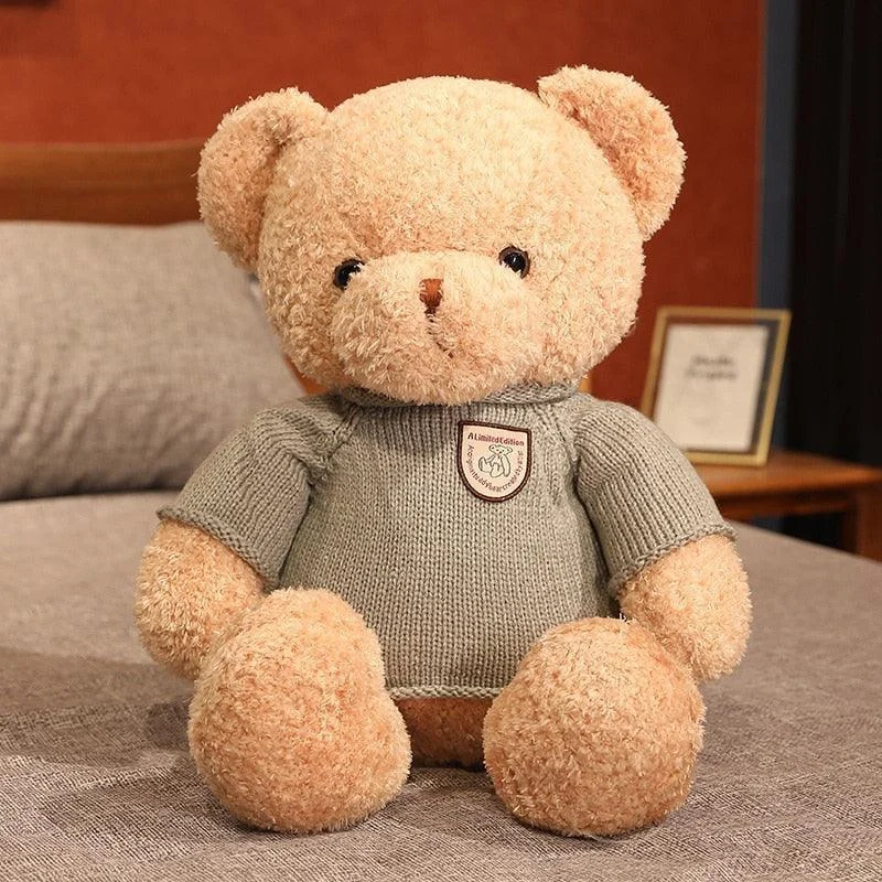 Cute Teddy Bear with Knitted Sweater