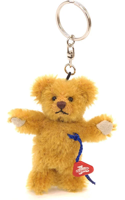 Gold Mohair Teddy Bear Keyring by Clemens - 7cm