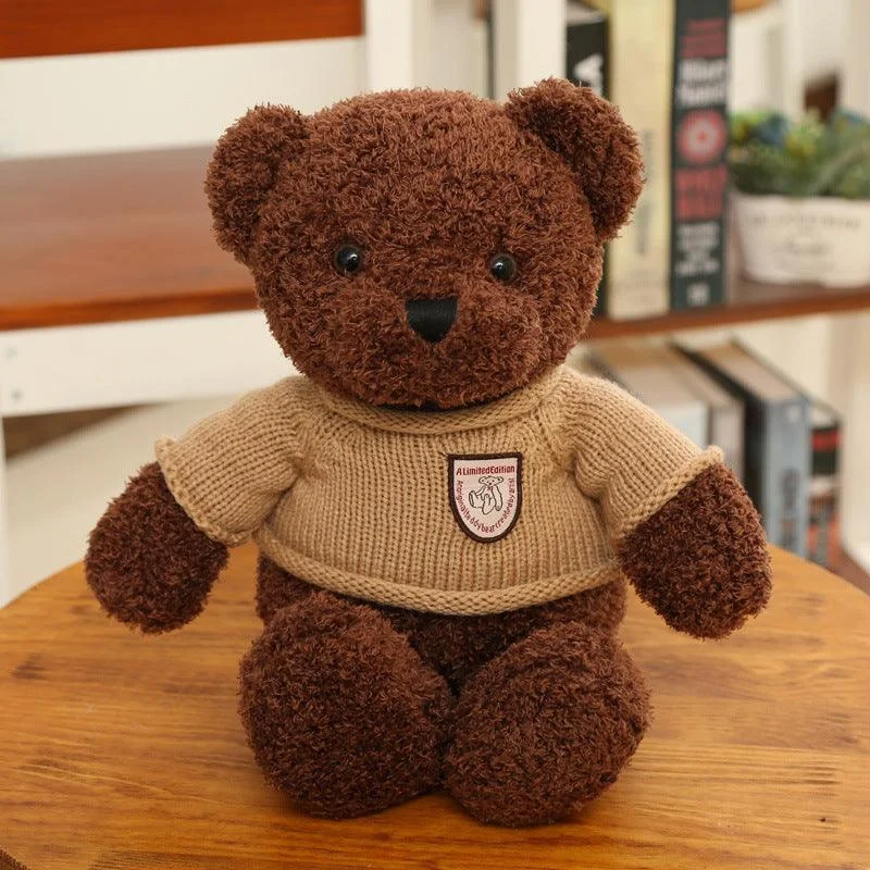 Teddy Bear with Crested Sweater in Cream and Brown