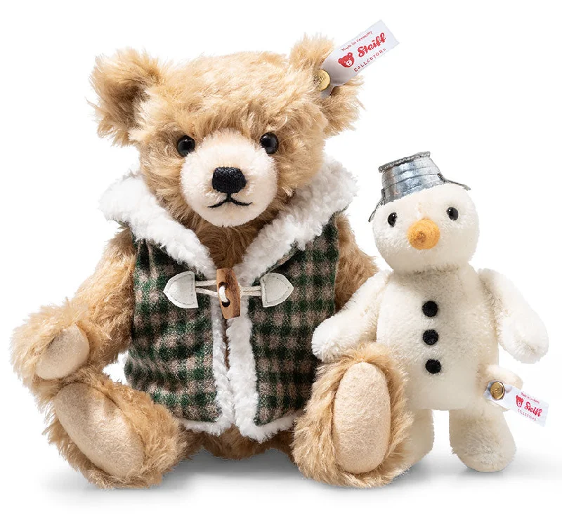 Teddy Bear With Snowman by Steiff - 23cm & 12cm